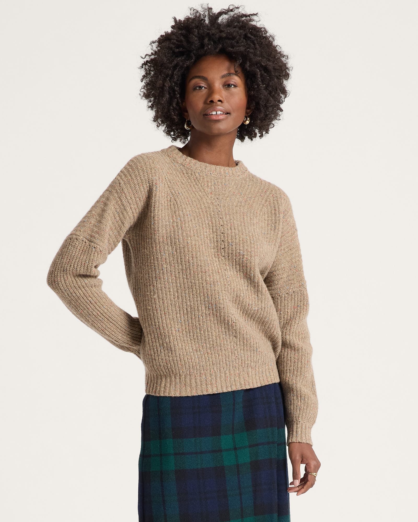 WOMEN'S DONEGAL EYELET SWEATER - TAN – famous-brands-outlet-ny