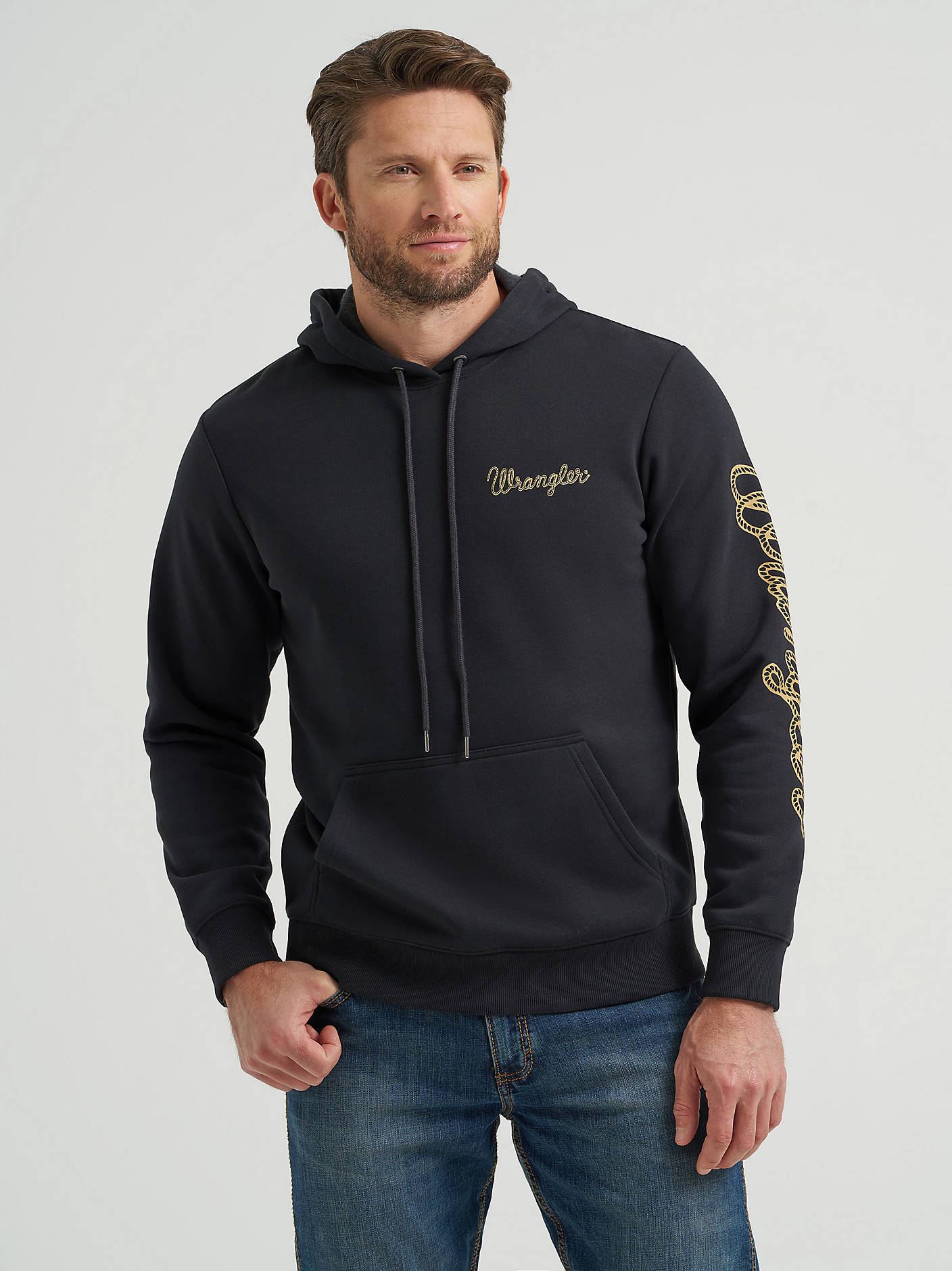 Men's Wrangler® Rope Logo Hoodie - Jet Black - 112365736 – famous