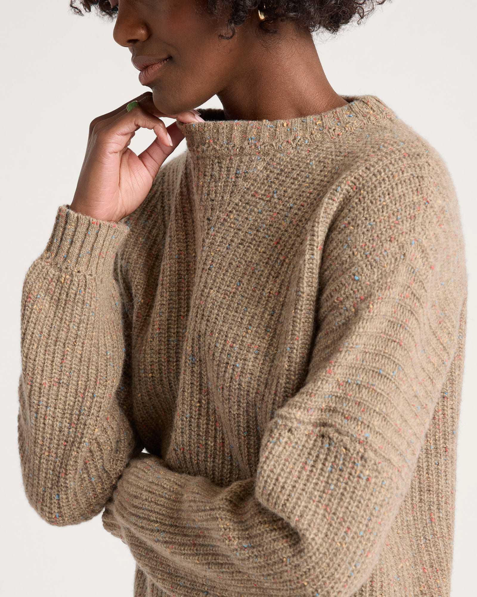 WOMEN'S DONEGAL EYELET SWEATER - TAN – famous-brands-outlet-ny