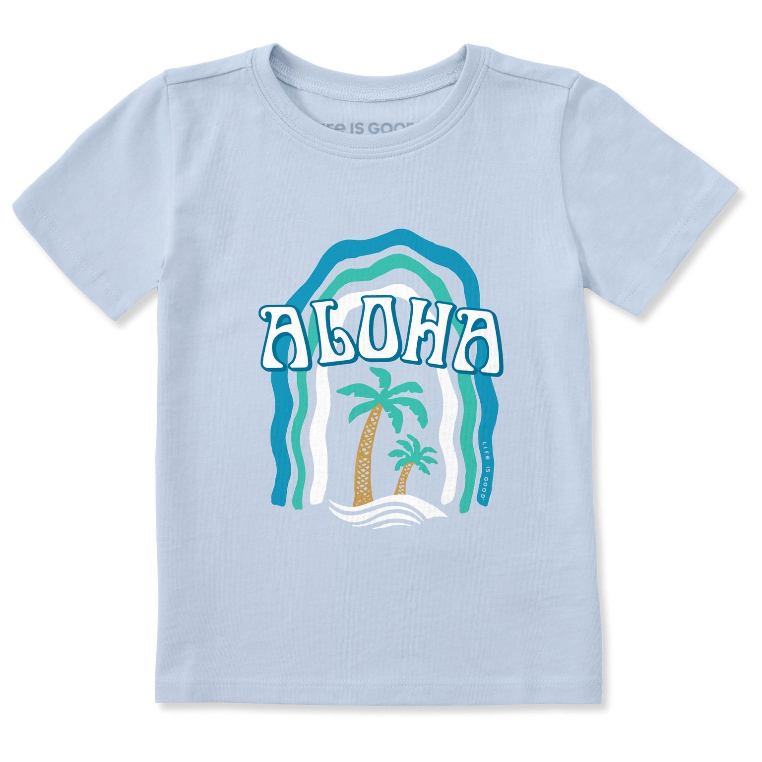 Toddler Aloha Palms Short Sleeve Crusher Tee - Glacier Blue