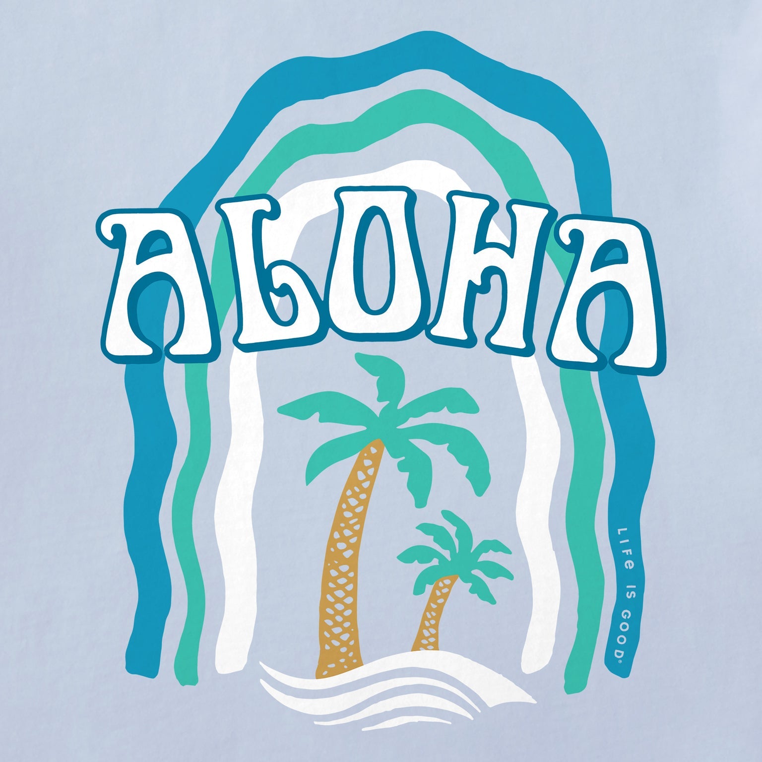 Toddler Aloha Palms Short Sleeve Crusher Tee - Glacier Blue