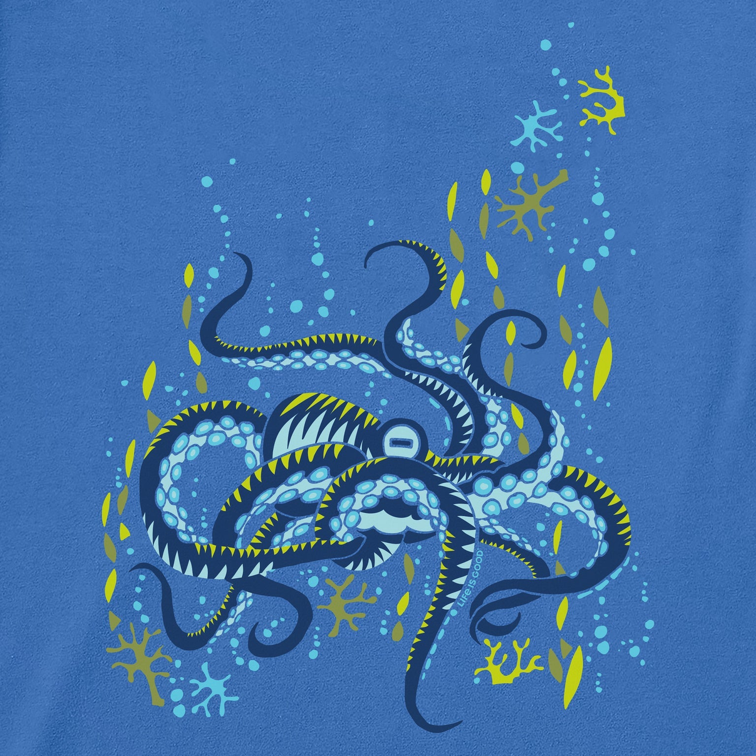 Kids Underwater Octopus Short Sleeve Crusher Tee - Athletic Blue