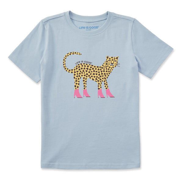Kids Love Leopard Short Sleeve Crusher Tee - Glacier Blue - 161362
