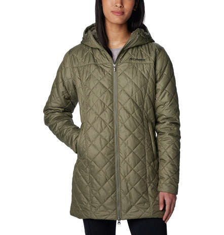 Columbia Women s Copper Crest Hooded Fleece Lined Mid Length Coat Stone Green Size S