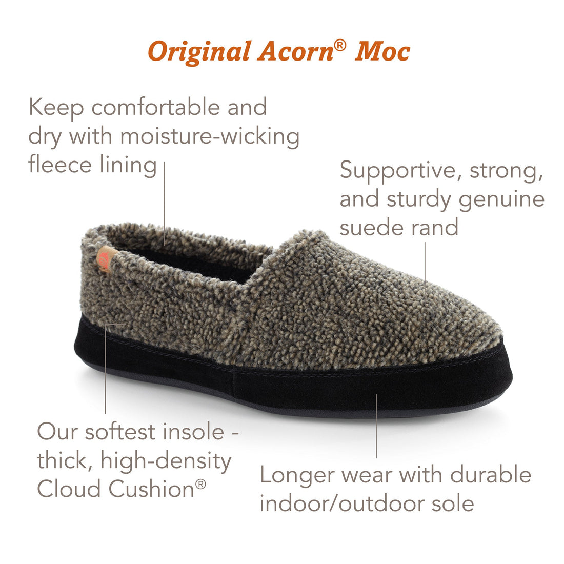 Men s Acorn Moc Slippers with Cloud Cushion Comfort Earth Tex A1 famous brands outlet ny